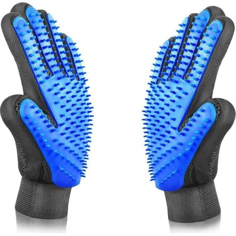 Gant de soin pour fourrure - Brosse douce pour retirer les poils morts, outil de massage avec une conception améliorée à cinq doigts (1/3)