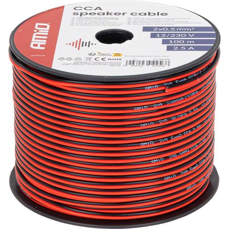 Cavo per altoparlanti a due conduttori CCA 2x0,5mm2 100m 2,5A amio-04456 (1/5)