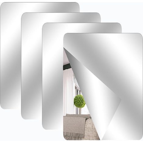 TSLBW Set mit 4 Acryl-Spiegelaufklebern für Wände, Schule, Zuhause, Wohnzimmer, Badezimmer, Schlafzimmer (1/5)