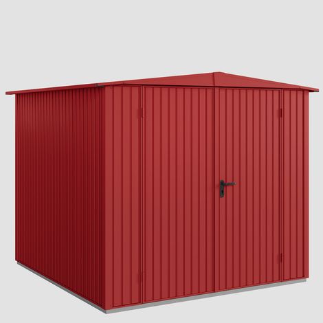 Hörmann Ecostar Metall-Gerätehaus Trend mit Satteldach Typ 2, 259 x 248 cm, purpurrot, 5,7 m², 2-flüglige Tür