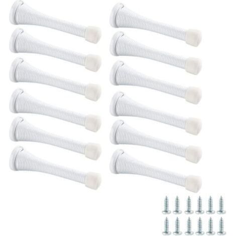 12 pièces, avec vis, blanc, butée de porte à ressort, butée de porte manuelle anti-pincement pour porte supérieure de sécurité enfant,