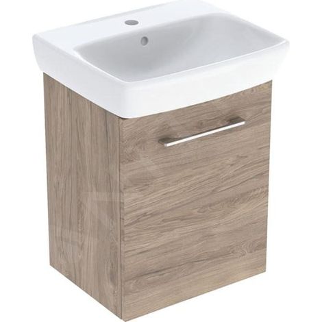 Geberit Selnova Square - Meuble avec lavabo, 50 x 65 x 38 cm, 1 porte, G/D, noix de hickory 502.752.00.1 (1/2)