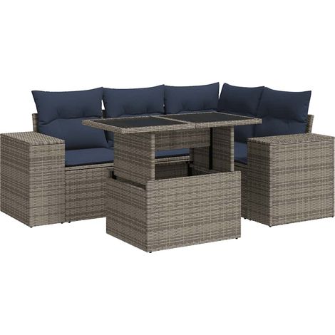 Maison Exclusive - 5-tlg. Garten-Sofagarnitur mit Kissen Grau Pol