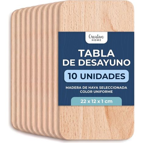Juego de 10 Tablas de Cortar de Madera de Haya 22 x 12 cm