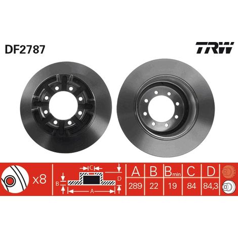 DISQUE DE FREIN ARRIÈRE DF2787 TRW (1/2)