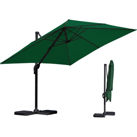 Wolketon Sonnenschirm Grün Ø300 cm – Klassischer Gartenschirm mit Kurbel & UV-beständigem Stoff