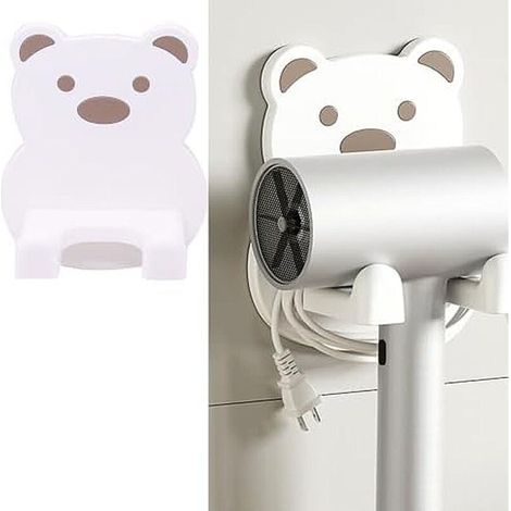 CSPARKV 14x10x17.5cm Support de sèche-cheveux sans perçage - Support mural de dessin animé pour sèche-cheveux - Support pour sèche-cheveux - Support pour sèche-cheveux - Support pour sèche-cheveux - S (1/5)