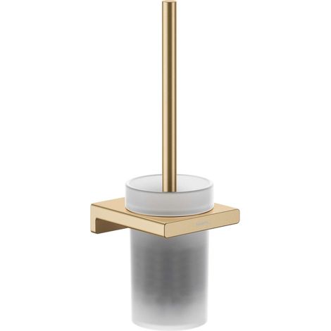 Hansgrohe AddStoris - Escobilla de WC de pared, cristal mate/bronce cepillado 41752140 (1/2)