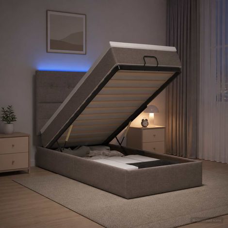 Cama tipo otomana con colchón y LED Topo 100 x 200 cm Tela (1/5)