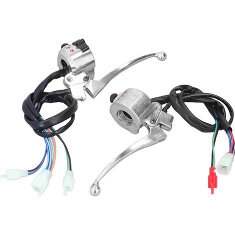 Scooter 50cc CommutateurPoignée de Moto, 22mm Moto Frein à Tambour Commutateur de Guidon Gauche Droite Alliage D'aluminium Argent Remplacement pour JH70 JH90 (1/5)