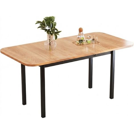 ELVMI Mesa De Comedor Extensible Para 4 A 6 Personas Con Tablero Retráctil, Soporte De Aleación, En MDF, Roble Blanco Americano (1/5)