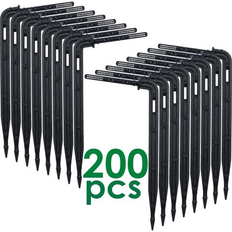 (SPL11-039-200PCS-3 I 5mm) Système d'irrigation goutte à goutte pour tuyau PVC 1/8'' avec perforateur, goutteur en forme de flèche pour plantes et serres (1/5)