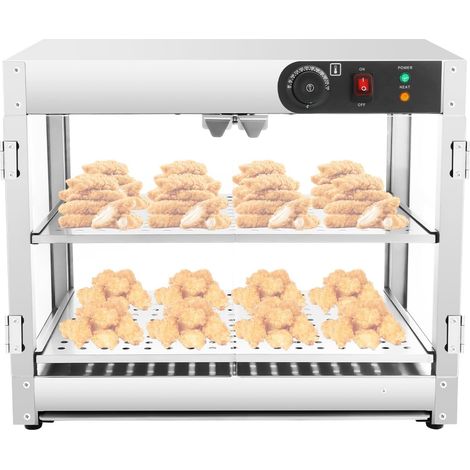 HAUTOUR Récipient chauffant - Vitrine de maintien au chaud - 30-85 °C - 2 étages - Vitrine chauffante En acier inoxydable - 800 W - Chauffe-plats - Pour cantines, boulangeries, cafés (1/5)