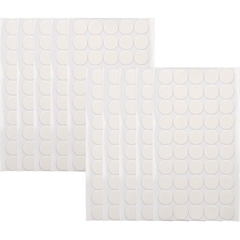 10 feuilles de pastilles auto-adhésives, 20 mm chacune, 500 pastilles auto-agrippantes double face, résistantes, transparentes, imperméables, sans résidus. (1/5)