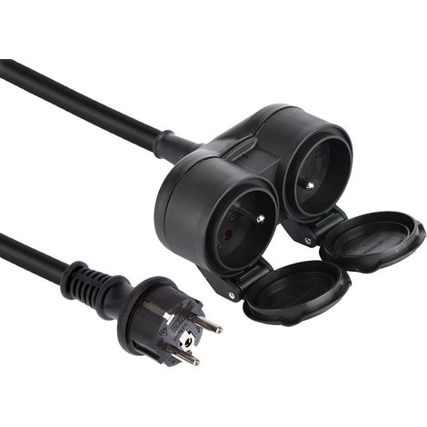 Rallonge Biplite multiprise 2 prises avec capuchon 5m câble H07RN-F 3G1.5mm² (1/5)