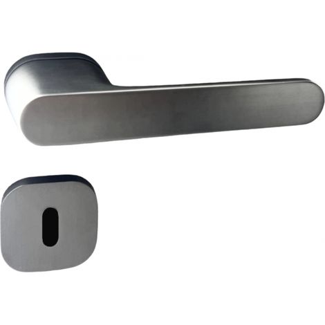 Poignées de porte sur rosace oblongue Canon de fusil / Gris anthracite - Modèle Marina Trou de clé L - SECURY-T