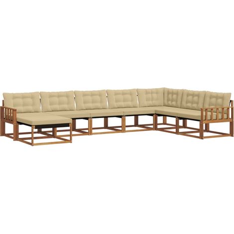 Ensemble de canapés d'extérieur 8 pcs Salon de jardin Naturel et Beige (1/5)