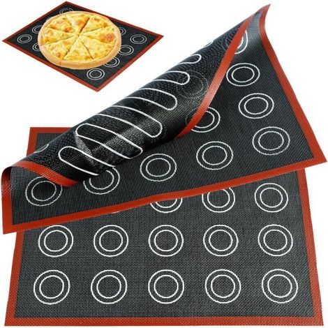 2 Pcs Silicone Macaron Mats 40 X 30 Cm Super Thick Reusable Silicone Baking Mats Micro Perforated Silicone Baking Mats for Cookies, Macarons, Pizza, Choux Pastries, Bread (1/4)