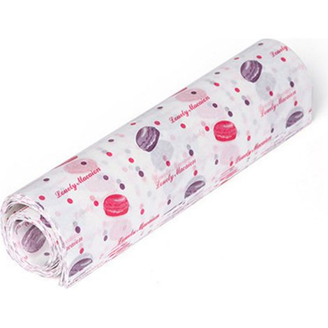 50 Papier sulfurisé, Motif macaron, 25x21,5cm, Résistant graisse, Emballage alimentaire (1/5)