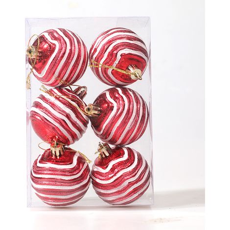 cm große Weihnachtskugeln aus Kunststoff – Verschiedene Formen (6er-Set) – Rot (1/4)
