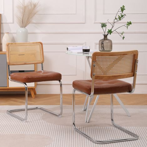 Silla giratoria para comedor tapizada y cómoda marrón OKMYHOME (1/5)