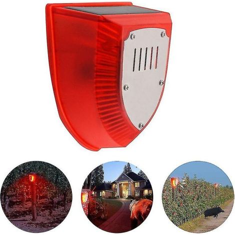 YMYNY Lumières d'alarme de sécurité solaire sons chien aboiement lumière sonore stroboscopique lampe d'avertissement pour l'extérieur (1/3)