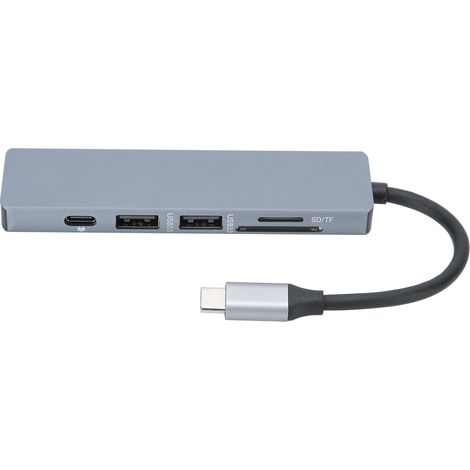 Adaptateur hub USB-C 6 en 1, station d'accueil USB-C vers HDMI, accessoire informatique (1/5)