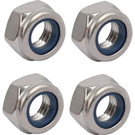 4 écrous de blocage gauche M8 x 1,25 mm acier inox 304 (1/5)