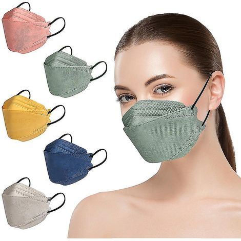 Lot de 50 Masques FFP2 KN95 Poisson, Adultes, 4 Couches, Protection Respiratoire, Tons Morandi, Certifiés KF94, Usage Quotidien (1/5)