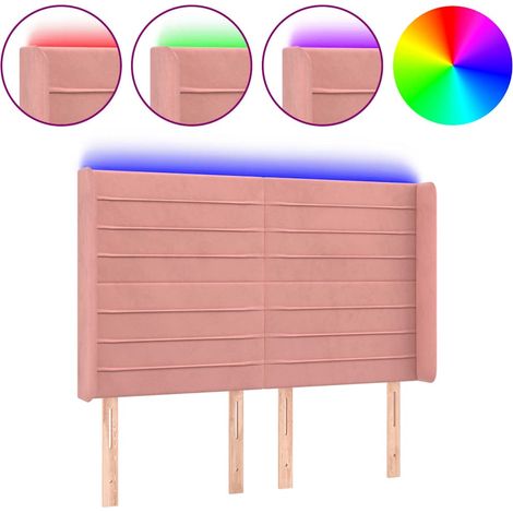 Maison Exclusive - Cabecero con LED de terciopelo rosa 147x16x118 (1/5)