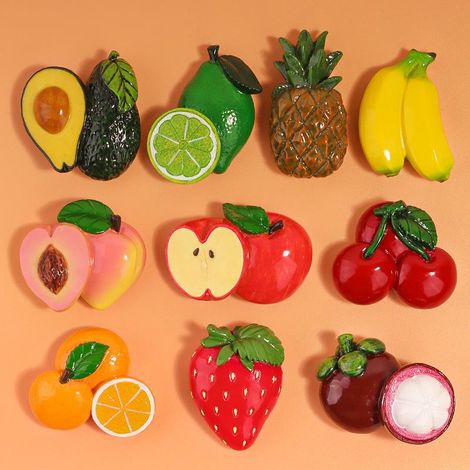 Lot de 10 aimants fruits adhésifs puissants pour réfrigérateur, tableau blanc et casiers scolaires, décoration magnétique 3 cm (1/5)