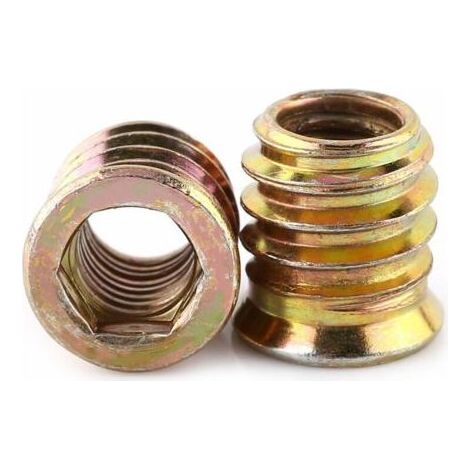 M8 x 15mm insert fileté bois, insert bois M8, Écrou hexagonal fileté en alliage de zinc, Écrou à Tête pour meubles en bois(100pcs ) (1/4)