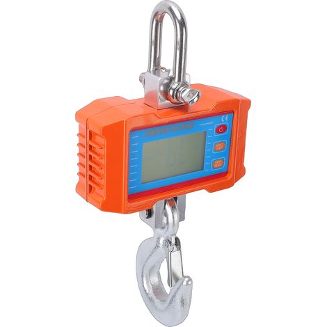 Balance suspendue numérique 1000 kg/2200 lbs avec rétroéclairage LCD, robuste, crochet en alliage d'aluminium, pour applications industrielles, agricoles et de production en usine. Capacité de pesée : (1/5)