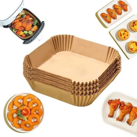 100pcs 20cm Air Fryer Feuilles de Papier Huile et Etanche Adapté pour Friteuse à Air Micro-ondes Cuiseur Vapeur Four ALIMENTAIRE (1/5)