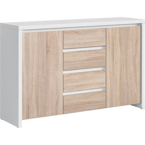 Buffet 2 ante 4 cassetti Soren marrone e bianco 92cm
