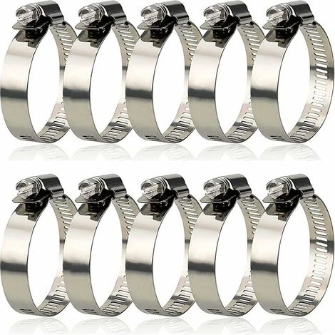 Schlauchschelle, 10 Stück Verstellbare Schlauchschelle 27-51mm 304 Edelstahl Schlauchschelle