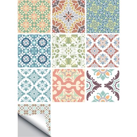 Lot de 10 stickers muraux autocollants pour carrelage, à poser soi-même, pour la cuisine, la salle de bain ou toute autre pièce. Amovibles et faciles à retirer. Protection et rangement pour votre inté (1/2)