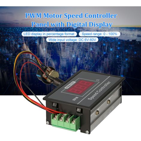 Panneau de commande de vitesse pour moteur PWM 0-30 A, 6-60 V CC, 12 V, 24 V, 36 V, 48 V, avec interrupteur marche/arrêt et affichage numérique en pourcentage TE1256 (1/3)