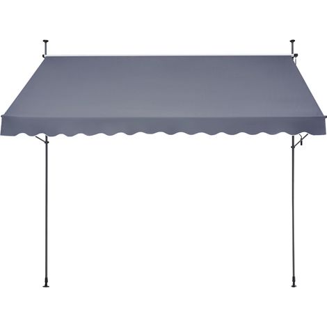 Mophorn Einziehbare Terrassenmarkise,138x47 Zoll,mit manueller Kurbel.Höhenverstellbar von 86 bis 122 Zoll.Dunkelgraue Terrassenüberdachung für den Außenbereich,geeignet für Terrasse,Balkon,Hof (1/5)