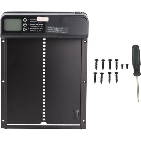 SJLERST Porte Automatique pour Poulailler, Alliage d'aluminium Affichage LED avec Minuterie pour Volaille Fermier 12,6 X 9,6 Pouces (1/5)