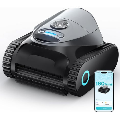C1 Robot de Piscine Fond et Parois, Double Filtre, 7 Modes de Nettoyage, 180 Min d'Autonomie, Robot Piscine sans Fil, Aspirateur pour Piscines jusqu'à 150 m²,Platine (1/5)