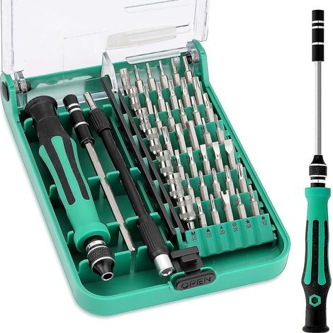 Kit de destornilladores de precisión 45 en 1, caja pequeña, herramientas magnéticas para reparación de destornilladores de precisión. (1/5)