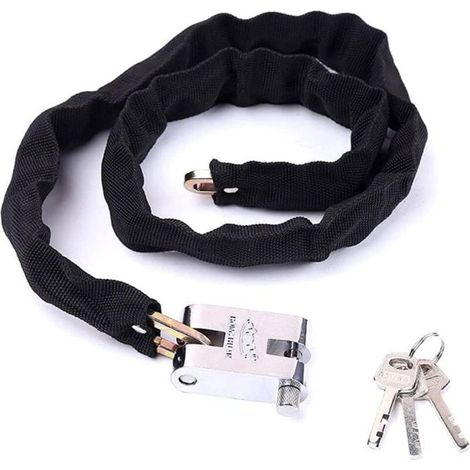 Cadena de motocicleta resistente, 3 llaves, 100 cm, negra (1/4)