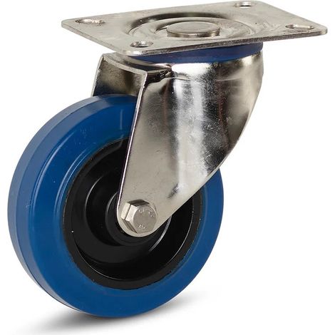 Roulette pivotante - MESO - Caoutchouc élastique inox - Platine - 100mm - 100kg