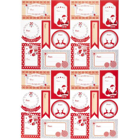 Foglio di 46 etichette regalo 21x29,7 cm, design pop rosso - Atmosphera créateur d'intérieur (1/3)