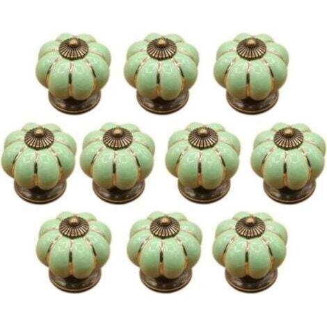 (Vert)10 Pcs Boutons de tiroir en céramique bouton de meuble pour tiroirs et placards de cuisine (1/4)