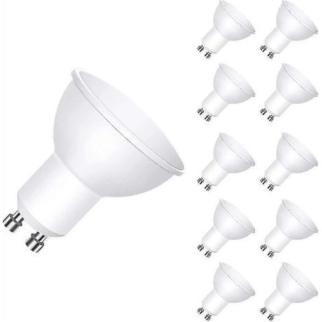 Lot de 10 spots LED GU10 7W 500 lumens 220V pour éclairage intérieur blanc (1/3)