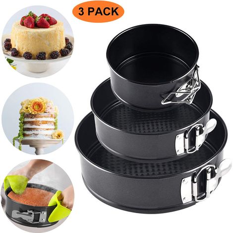 Lot de 3 moules à gâteaux ronds à charnière, à fond plat et étanches. (1/5)