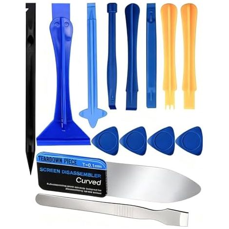 14Pcs Kit d'Outils de Levier—Outils Leviers Métal et Plastique Ultra‑Fins, Tournevis Magnétiques, Ventouses Pincette pour Smartphone, Tablette, Macbook, Kindle Réparations Électroniques - (1/5)