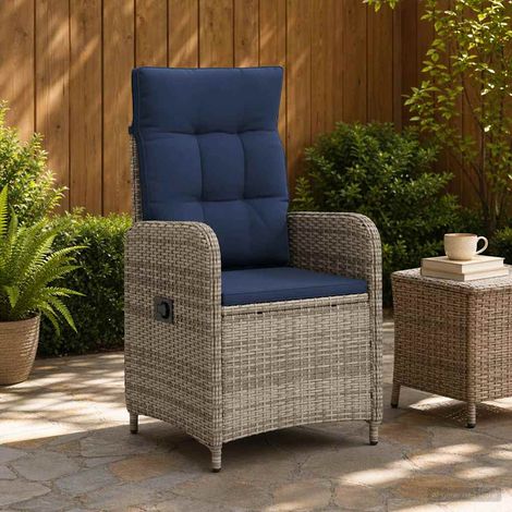 Teenpull – Verstellbarer Gartenstuhl Grau und Marineblau Poly-Rattan (1/5)